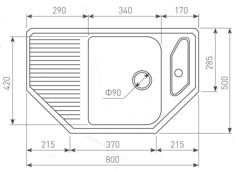 Купить Мойка Zigmund & Shtain Eckig 800 Швейц.шоколад — Фото 3