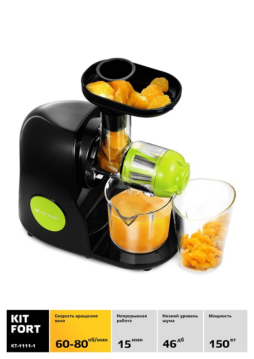 Купить Соковыжималка Kitfort KT-1111-1, черный/зеленый — Фото 3