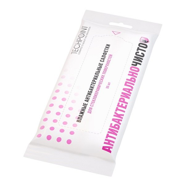 Аксессуары TechPoint Влажные салфетки TechPoint д/стеклокерамики антибактериальные 30шт., арт.8070																		 — описание, фото, цены в интернет-магазине PT Stores