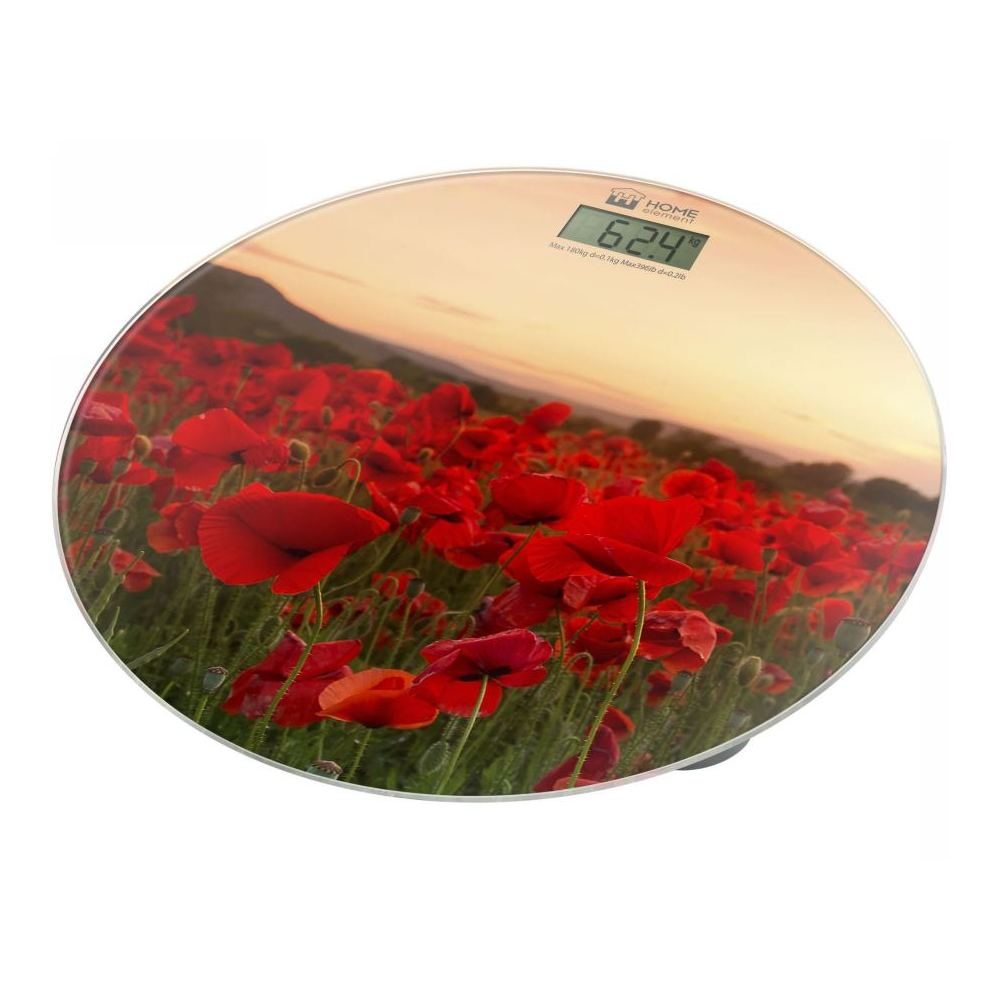 Напольные весы HOME-ELEMENT HE-SC908 красные маки																		 — описание, фото, цены в интернет-магазине PT Stores