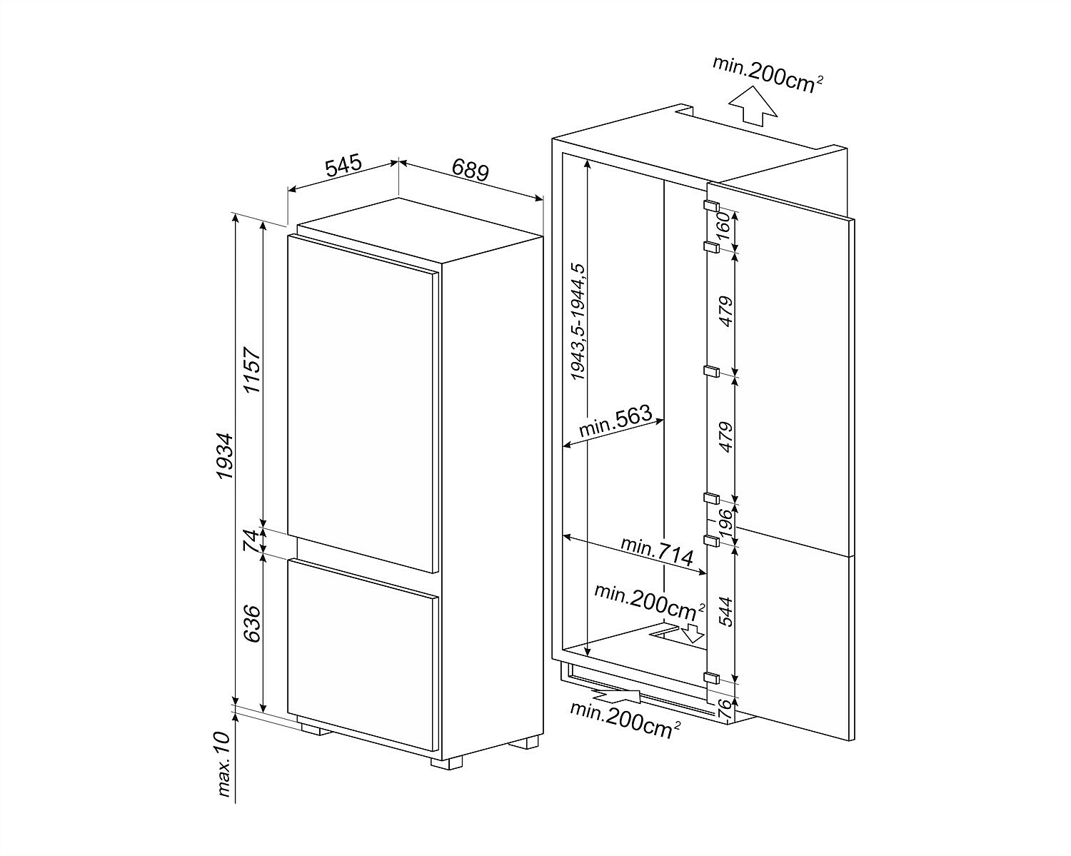 Купить Встраиваемый холодильник Smeg C475VE — Фото 5