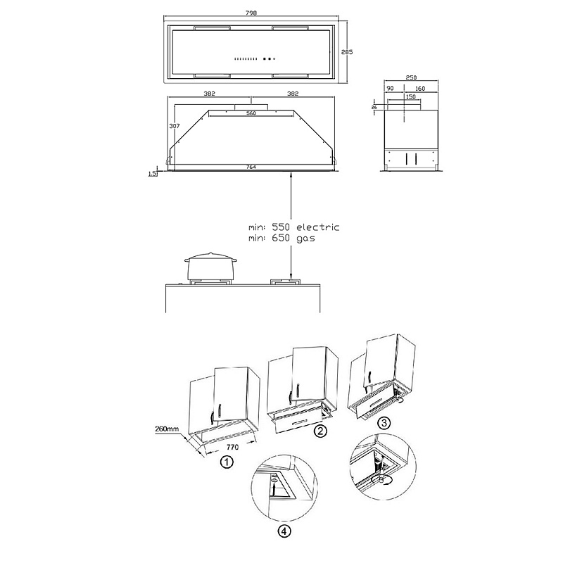 Купить Вытяжка встраиваемая KORTING KHI 9997 GW — Фото 4