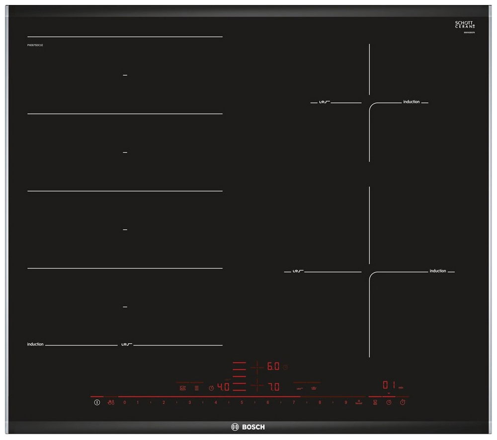 Индукционная варочная панель BOSCH PXE 675DC1E																		 — описание, фото, цены в интернет-магазине PT Stores