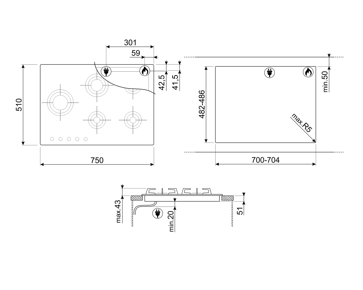 Купить Газовая варочная панель SMEG PXL675L — Фото 2