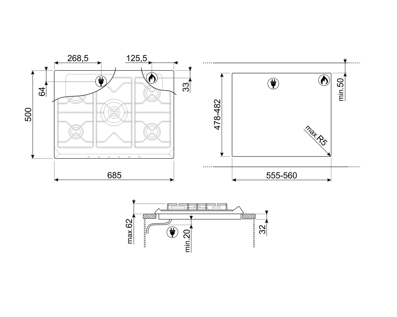Купить Газовая варочная панель SMEG SR775PO — Фото 2