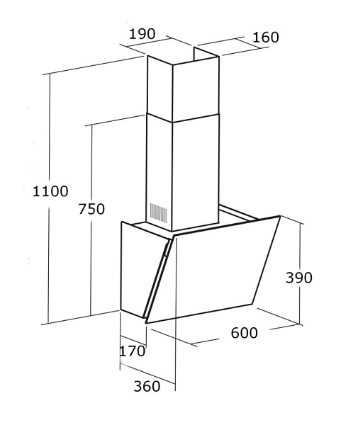 Купить Наклонная вытяжка CATA BIBLOS 600 G BK — Фото 2