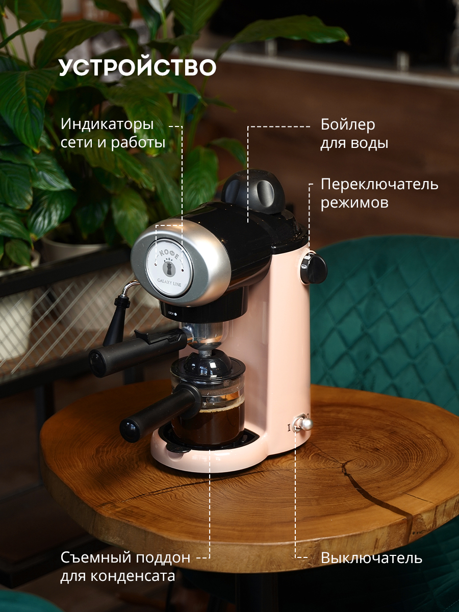 Купить Кофеварка GALAXY GL 0755 КОРАЛЛОВЫЙ — Фото 3