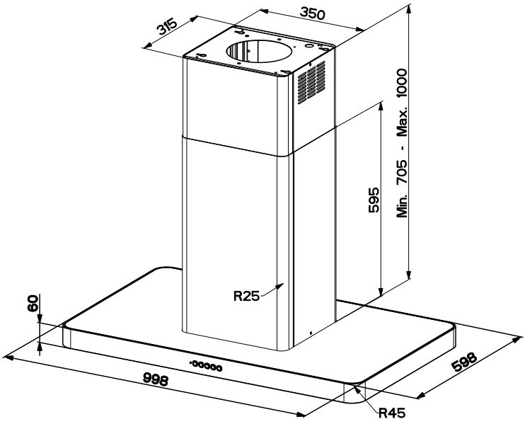 Купить Островная вытяжка FABER FORZA ISOLA IX/GL 90 — Фото 2