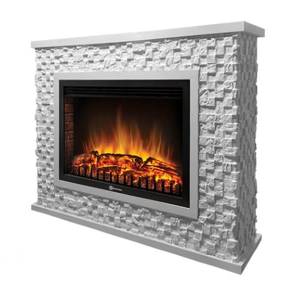 Купить Электрокамин Electrolux Quadro 25 камень песчаник античный белый, белая эмаль — Фото 2