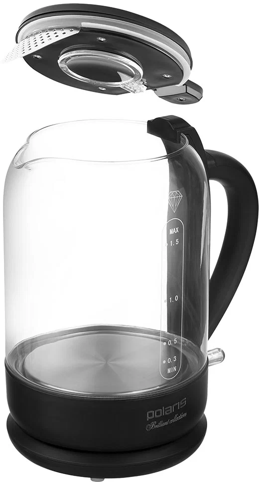 Чайник POLARIS PWK-1753-СGL белый/черный																		 — описание, фото, цены в интернет-магазине PT Stores
