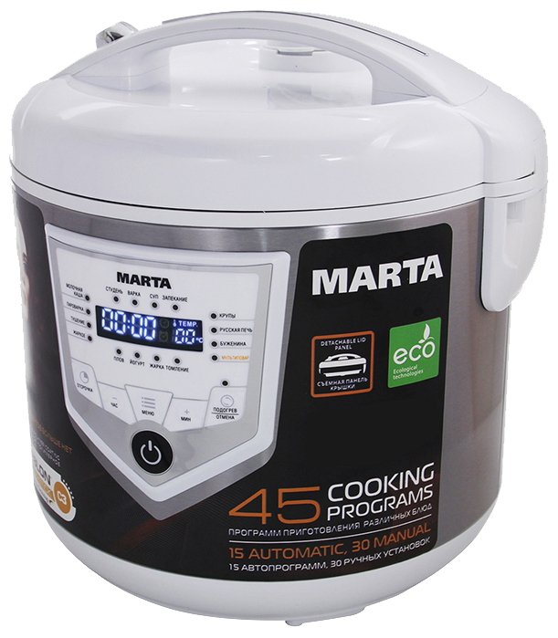 Мультиварка MARTA MT-4300 белый/сталь																		 — описание, фото, цены в интернет-магазине PT Stores