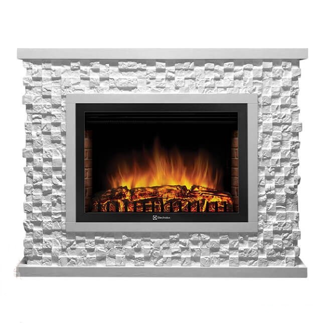 Электрокамин Electrolux Quadro 25 камень песчаник античный белый, белая эмаль																		 — описание, фото, цены в интернет-магазине PT Stores