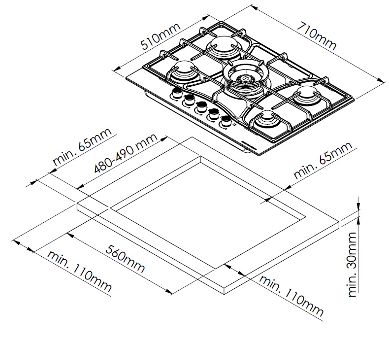 Купить Газовая варочная панель KUPPERSBERG FG 73 B — Фото 4
