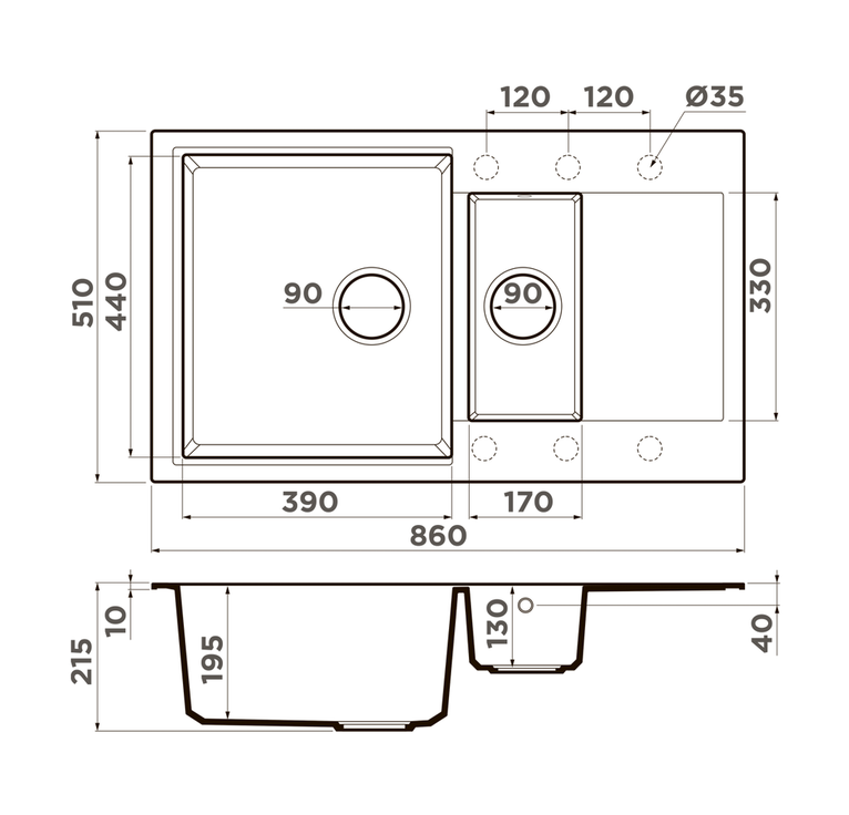 Купить Мойка OMOIKIRI Daisen 86-2-PA Artgranit/пастила — Фото 2