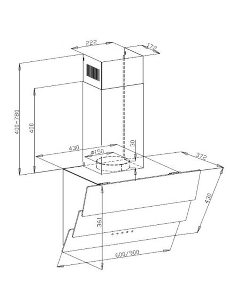 Купить Наклонная вытяжка MAUNFELD MANCHESTER LIGHT 90 черное стекло — Фото 2