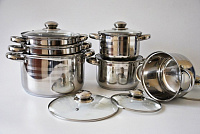 WELLBERG 1316 WB Набор кастрюль 12пр.(кастр.:1,8л,1,8л,2,5л,3,5л,4,5л+кр)